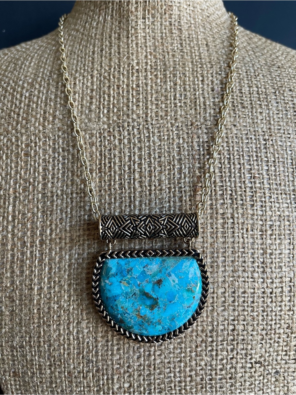 Barse turquoise necklace and matching earrings.
